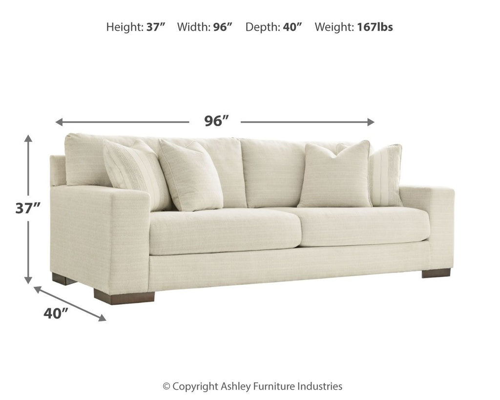 Light beige sofa, 96 in wide; 37 in high; 40 in deep