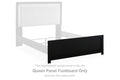 Black queen panel footboard with slatted center panel and horizontal trim