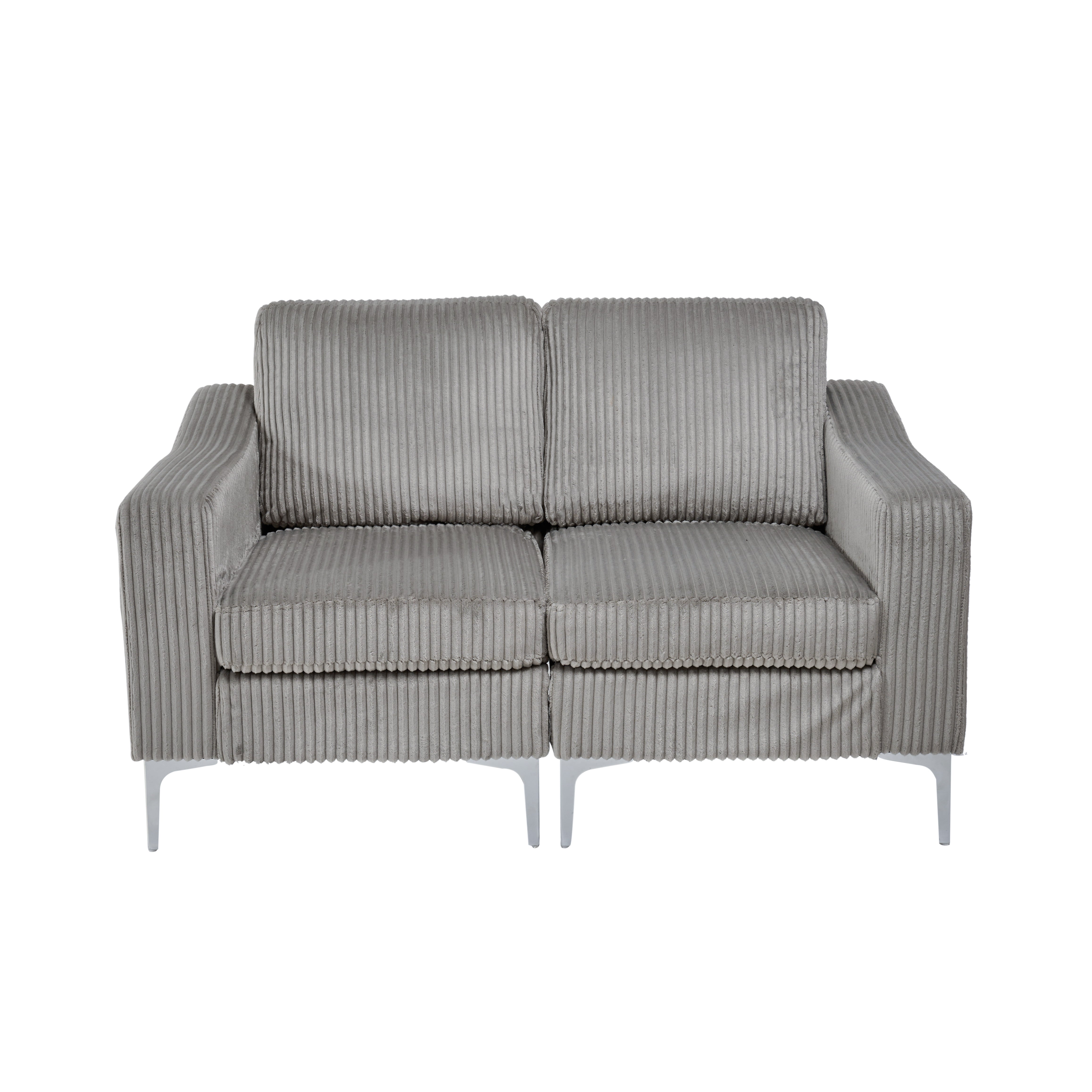 Modular Two-Seater Corduroy Sectional Sofa - Gray