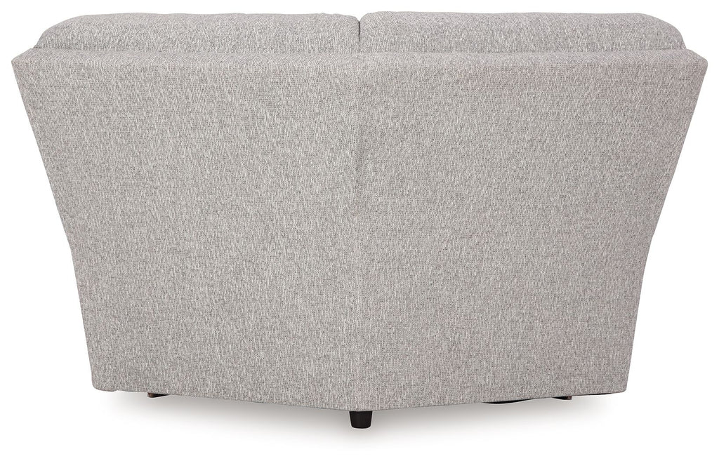 Pewter gray fabric wedge seat with squared back and tapered base