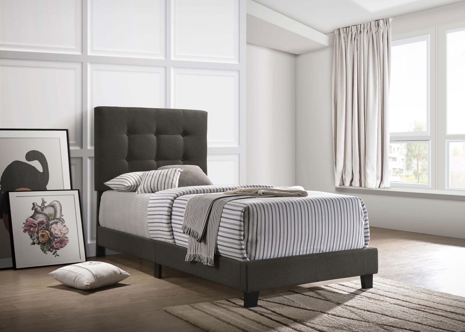 Charcoal Tufted Twin Panel Bed Frame: Modern, Stylish, Comfortable Home