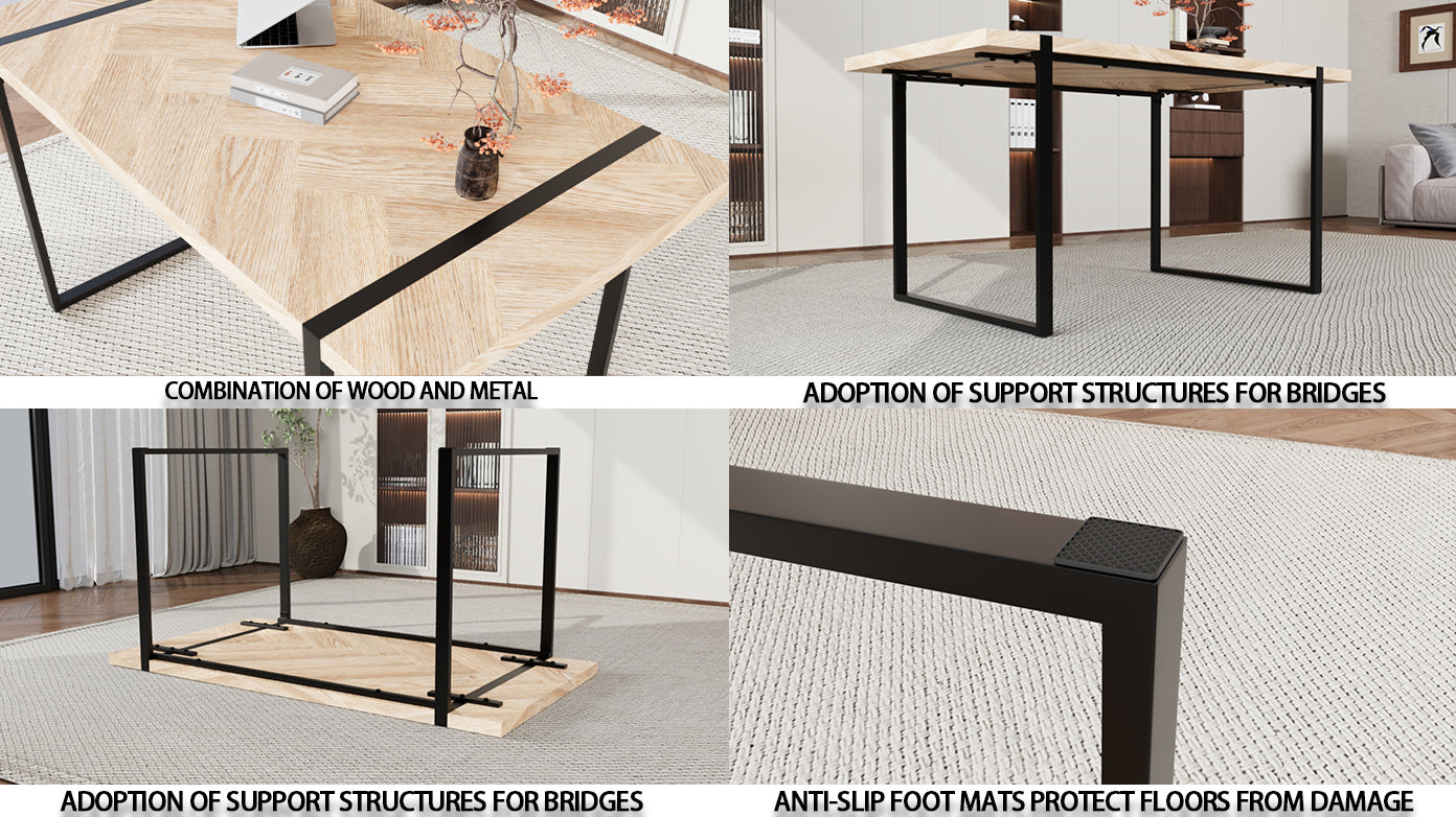 59" Rustic Industrial Dining Table Set for 6