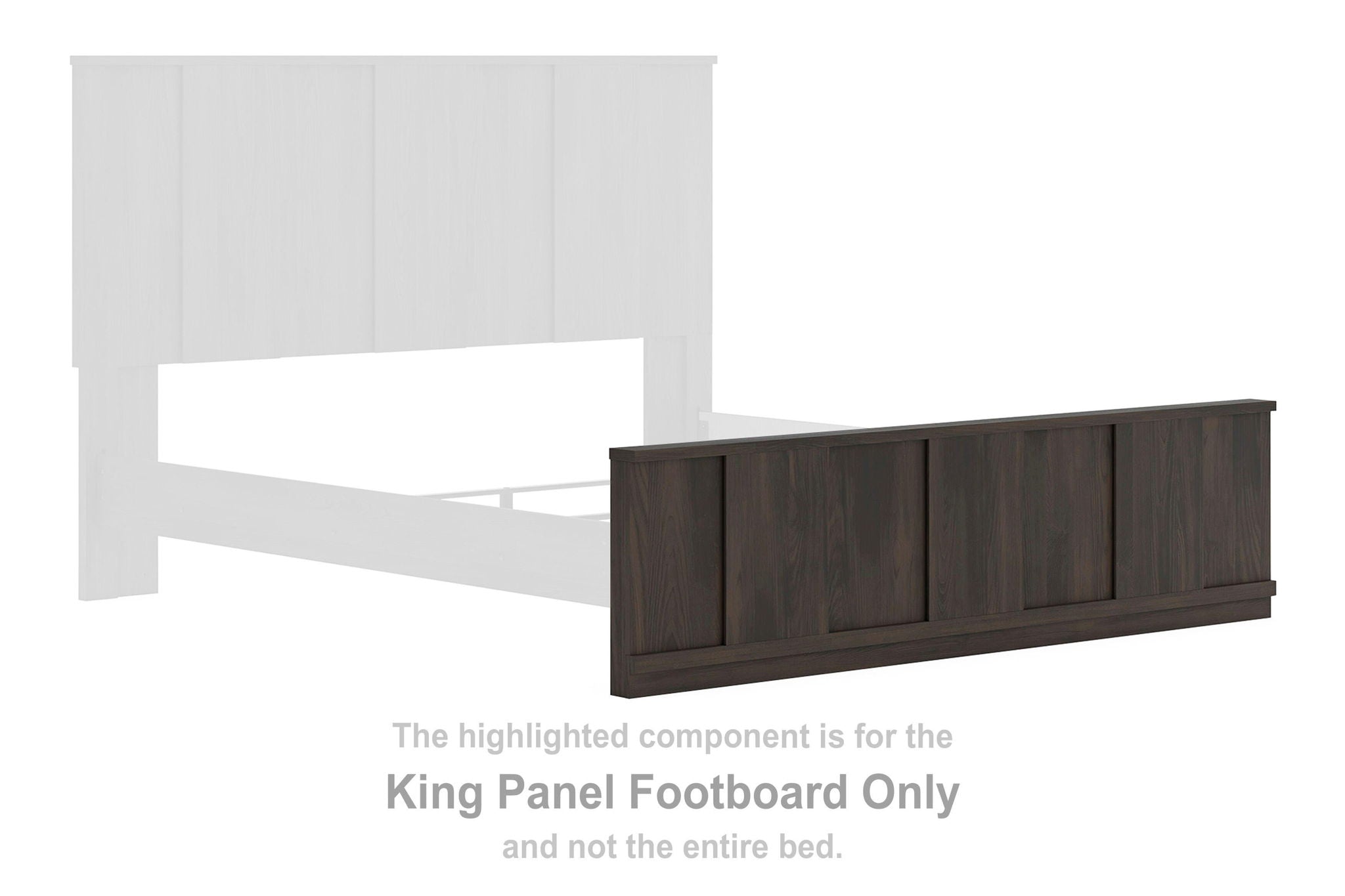 Shaehartin King panel footboard in dark brown wood with vertical panels