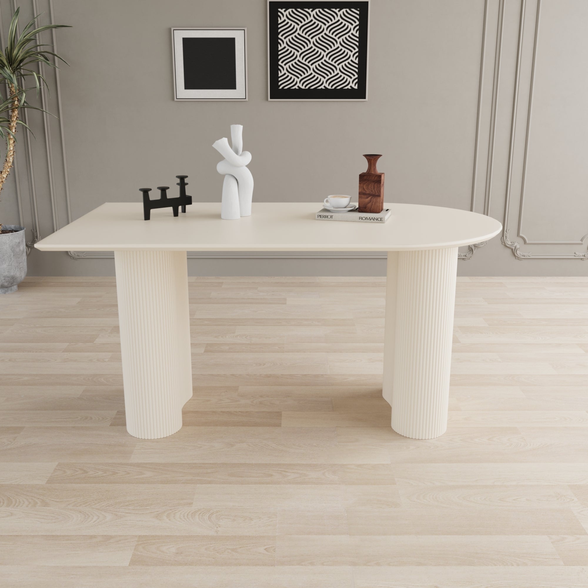 Medieval Modern Cream Dining Set (6 Chairs)