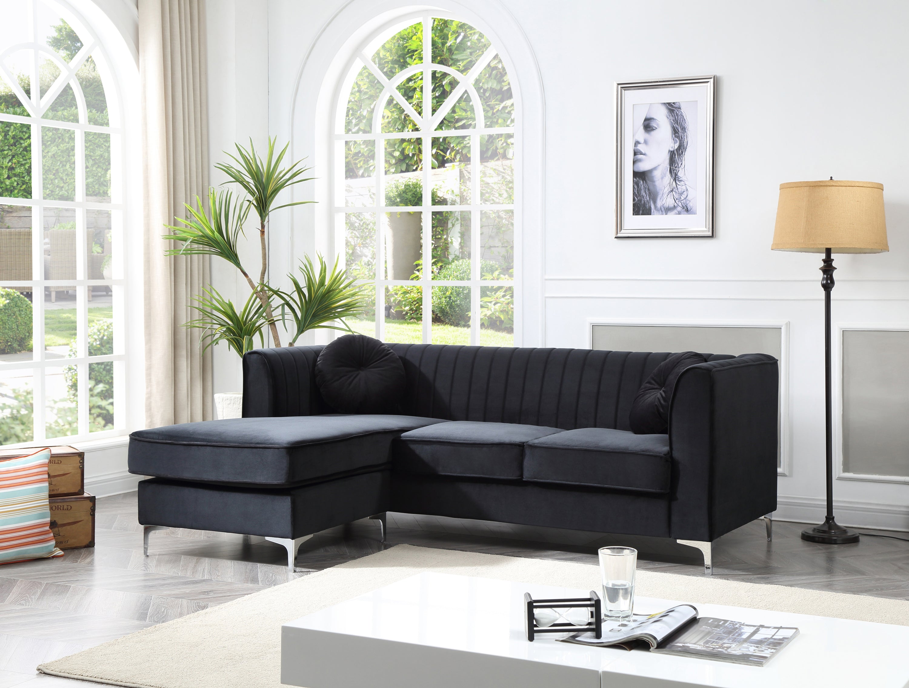 Delray G793B-SC Black Sofa Chaise | Modern Living Room