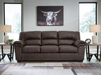 Dark brown 3-seat sofa with tufted back and padded armrests