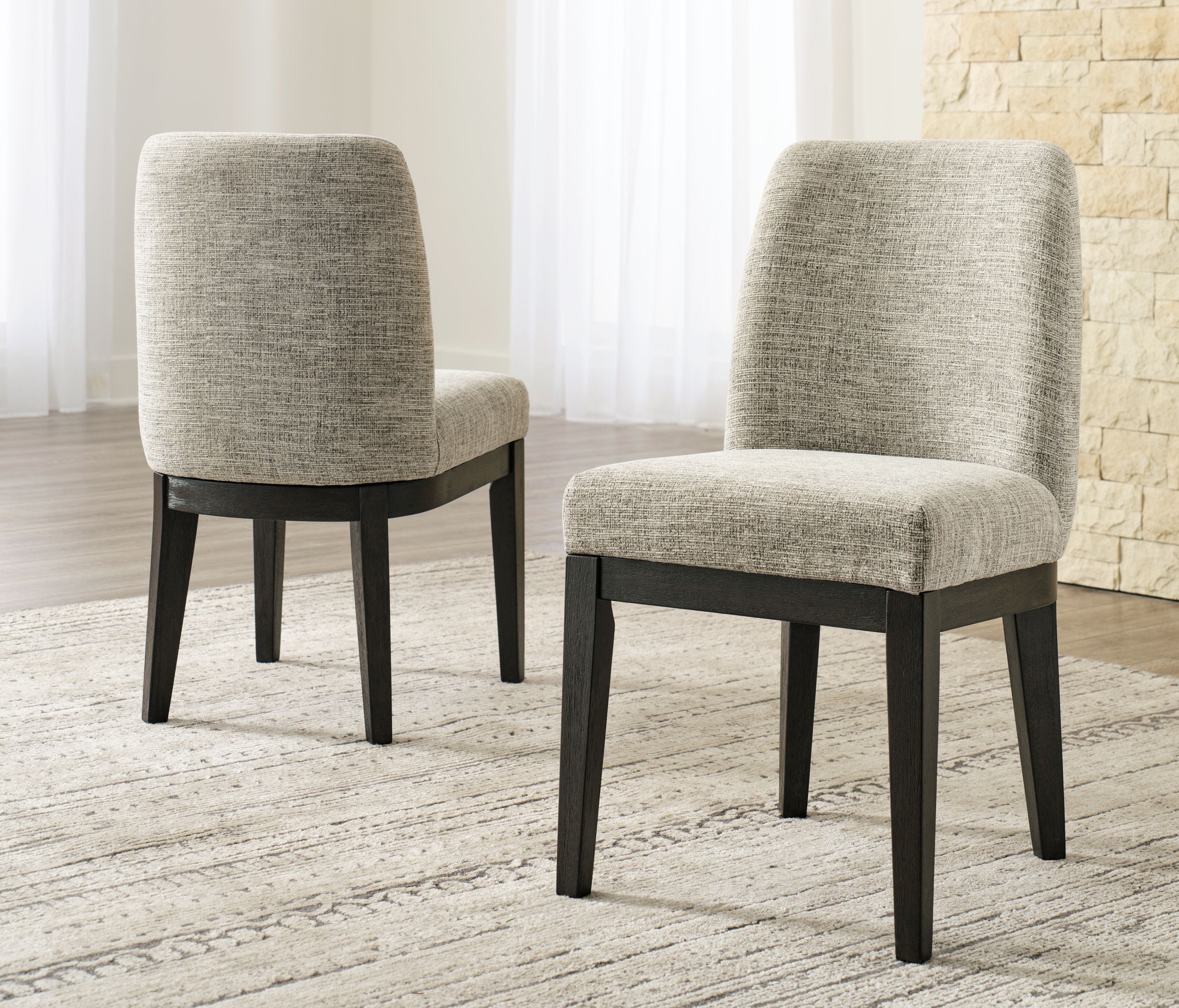 Burkhaus Two-Tone Upholstered Dining Side Chair (Set of 2) - Beige & Dark Brown