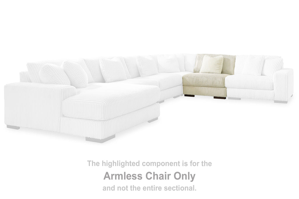 Ivory armless chair section in white modular sofa set