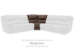 Chocolate wedge sectional sofa piece with button-tufted back and arm cushions