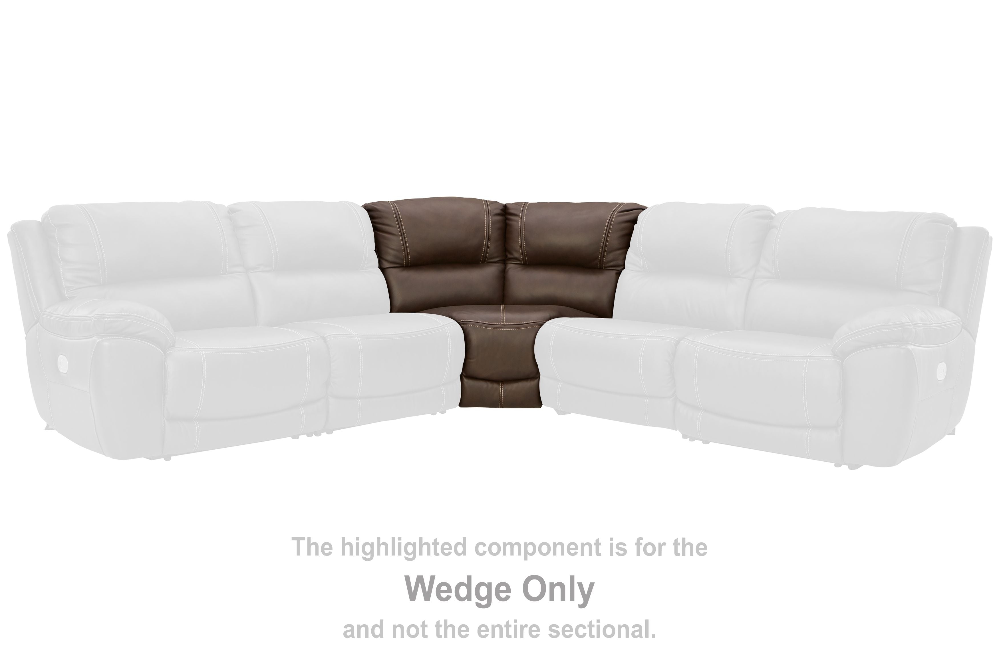Chocolate wedge sectional sofa piece with button-tufted back and arm cushions