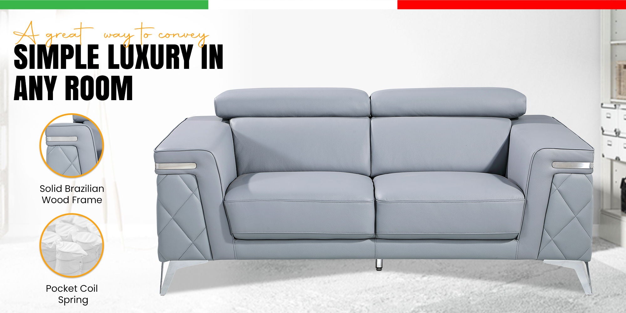 1140 - Top Grain Italian Leather Sofa