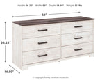 White panel dresser with four drawers and dark metal bar handles
