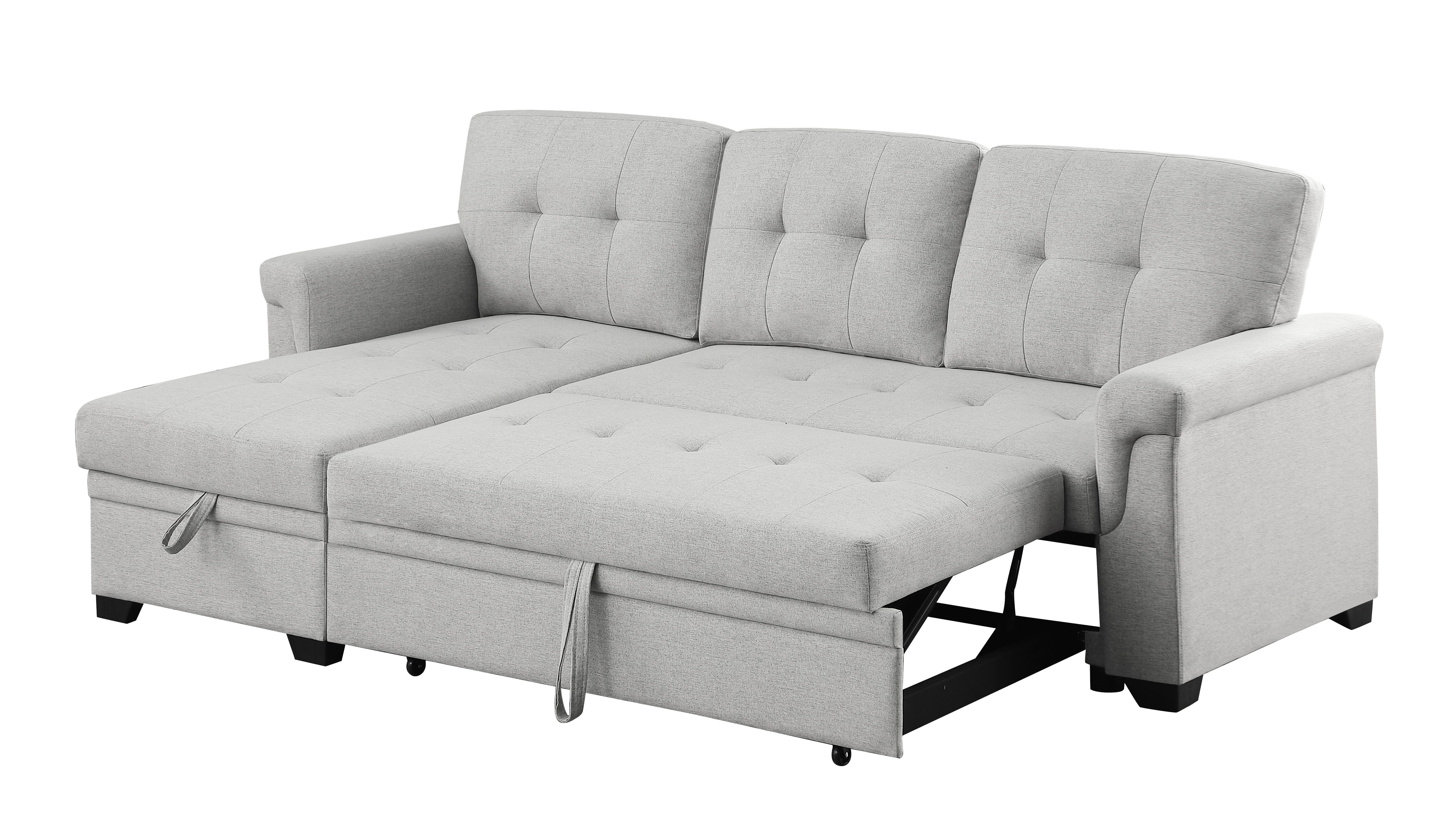 Sierra - Linen Reversible Sleeper Sectional Sofa With Storage Chaise