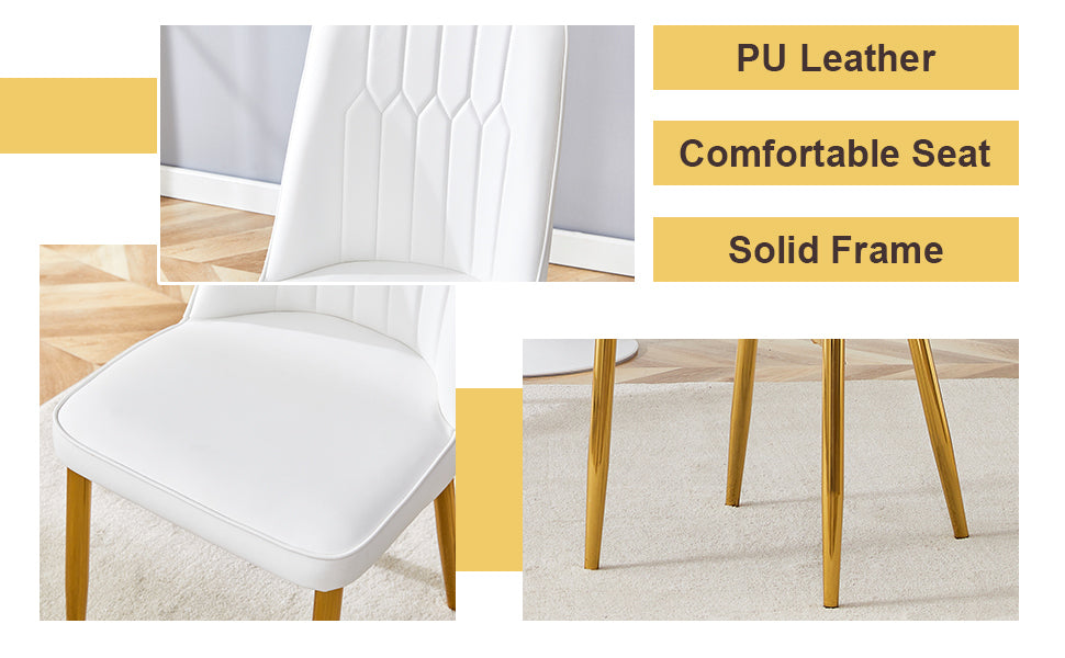 Jade Stone Dining Table & 4 White Chairs