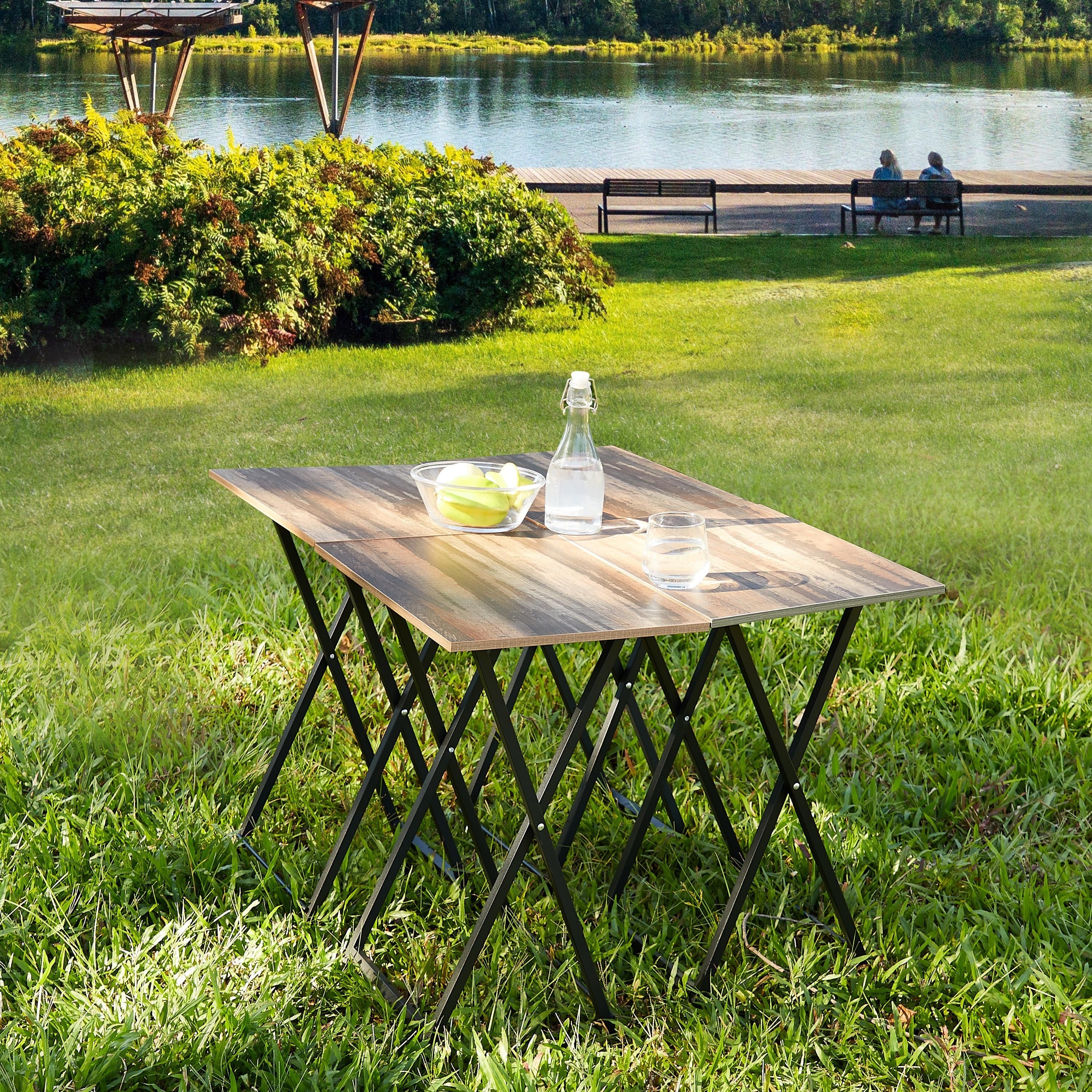 Folding TV Trays Set of 4 w/ Stand | Snack Table