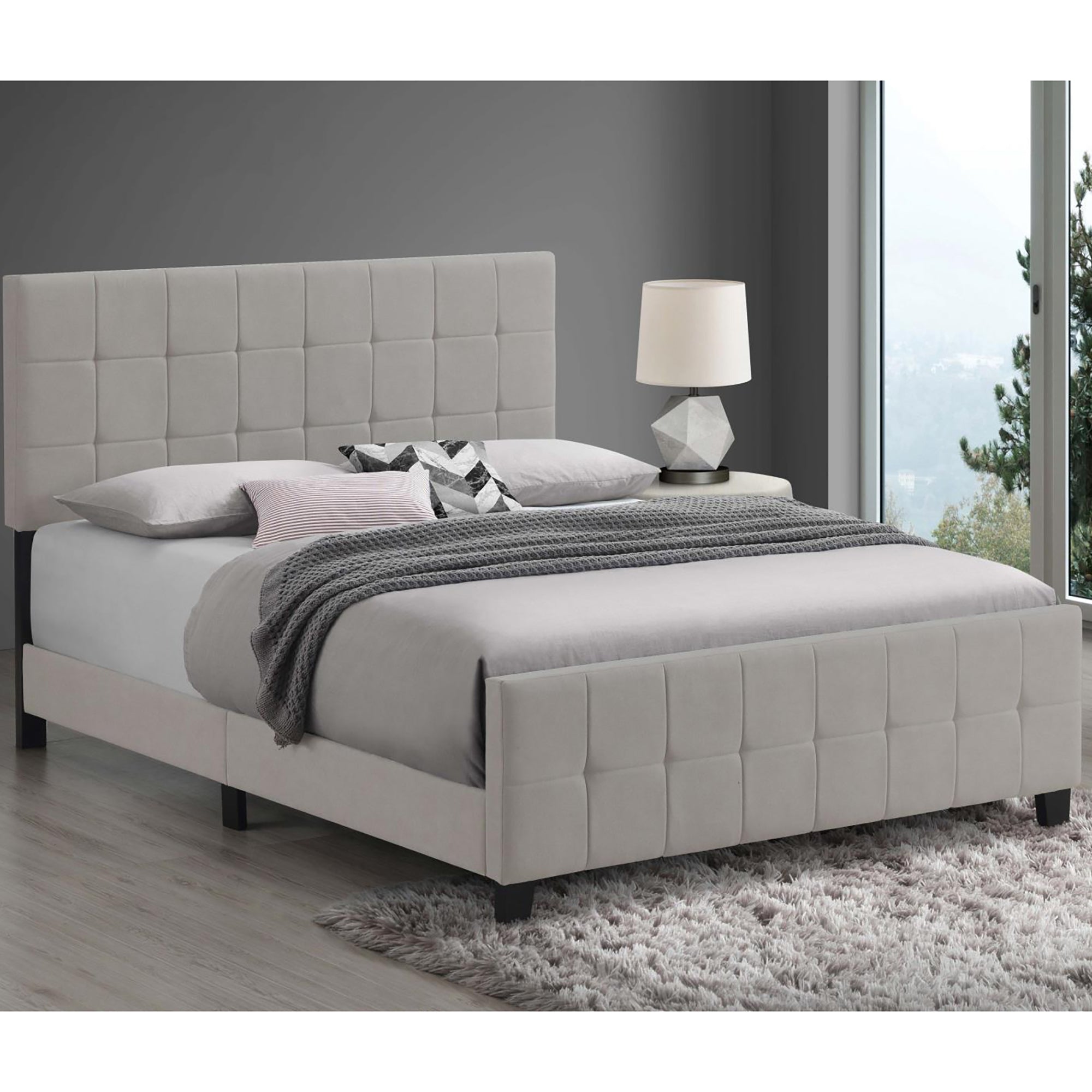 Luxurious Beige Tufted Upholstered Queen Panel Bed - Bedroom Furnishing