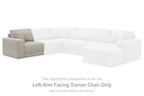 Left-arm facing gray corner chair section with thick cushions and back pillows