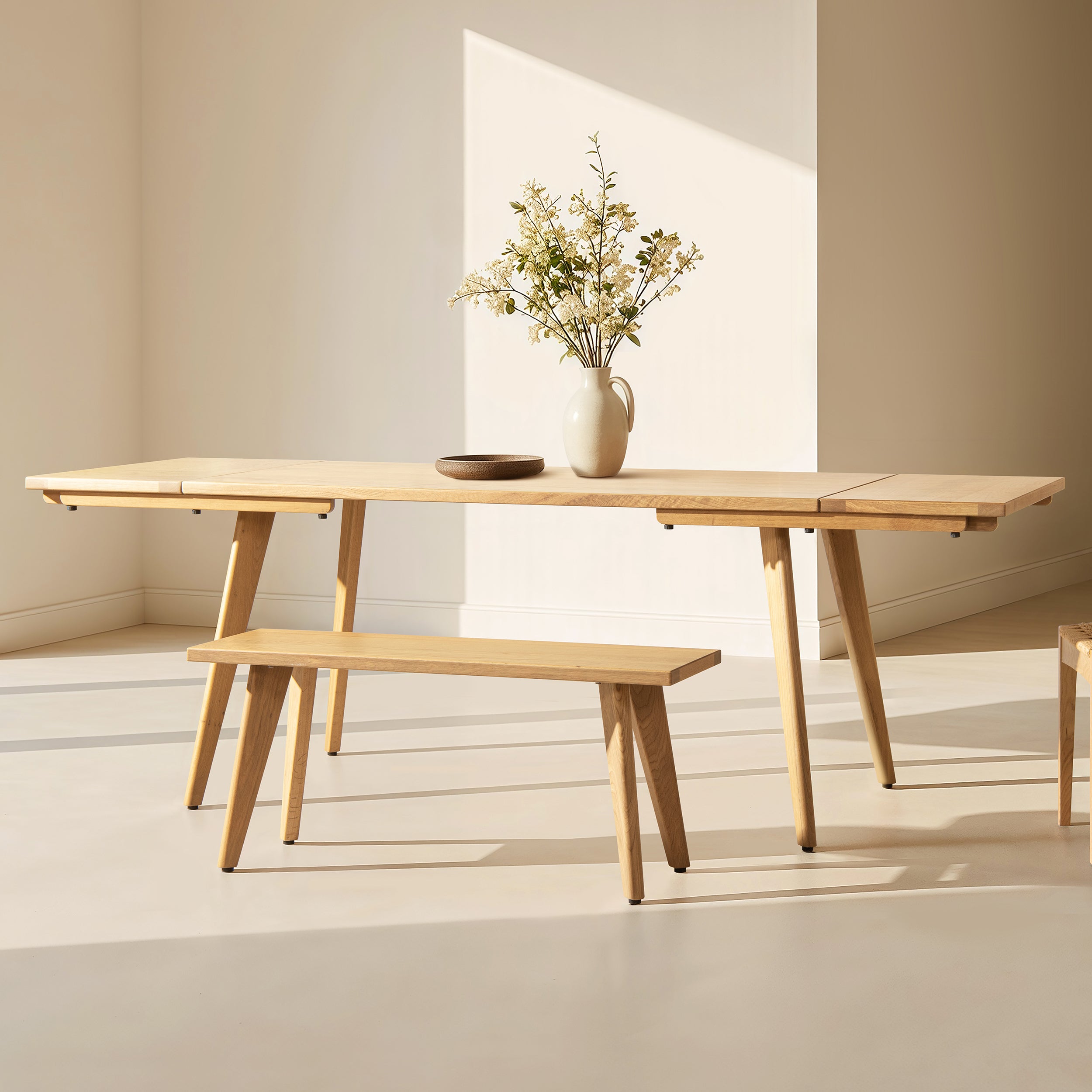 Capri 41.5" Solid Red Oak Wood Bench, Natural Brown