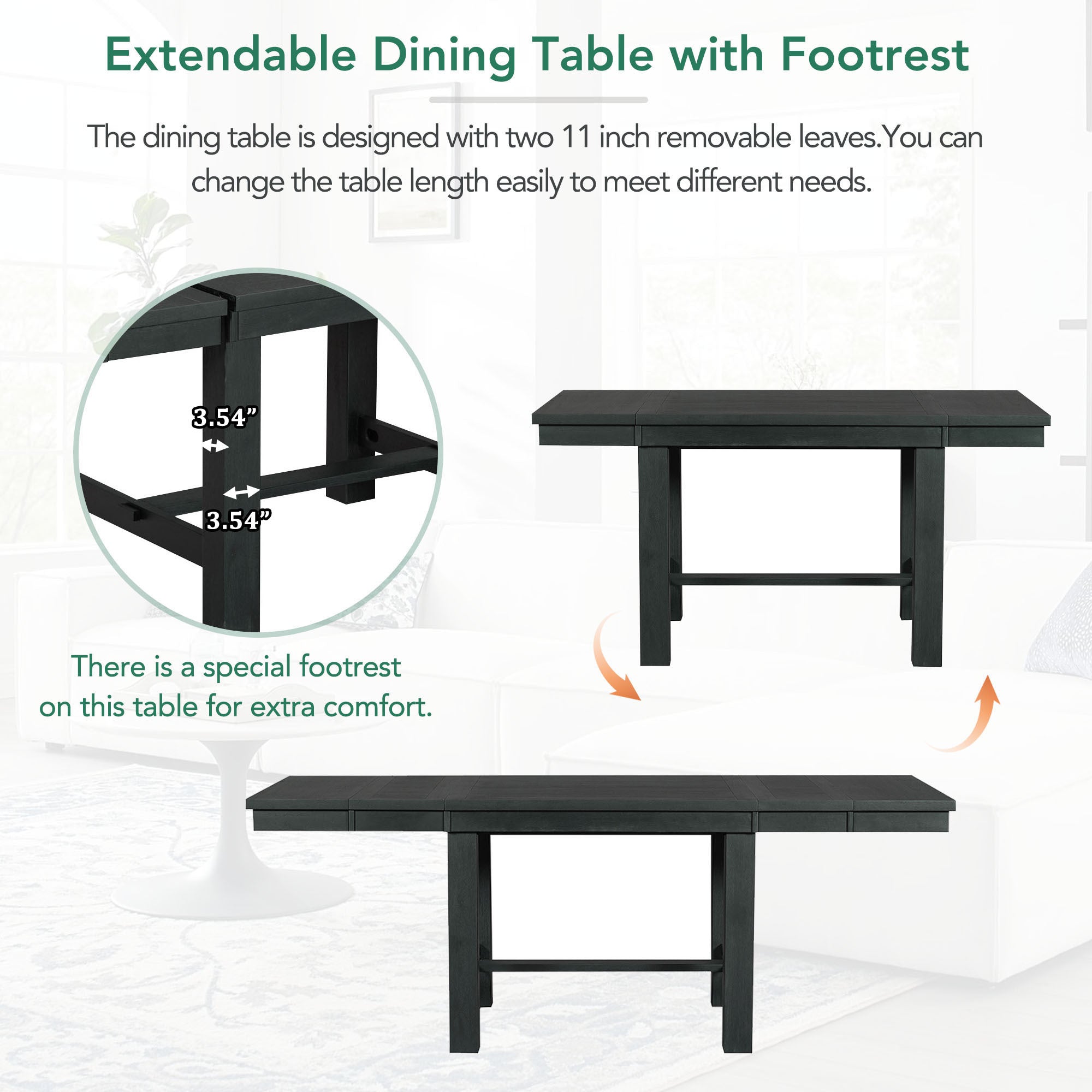 82" Farmhouse Dining Table Set, 6-Piece