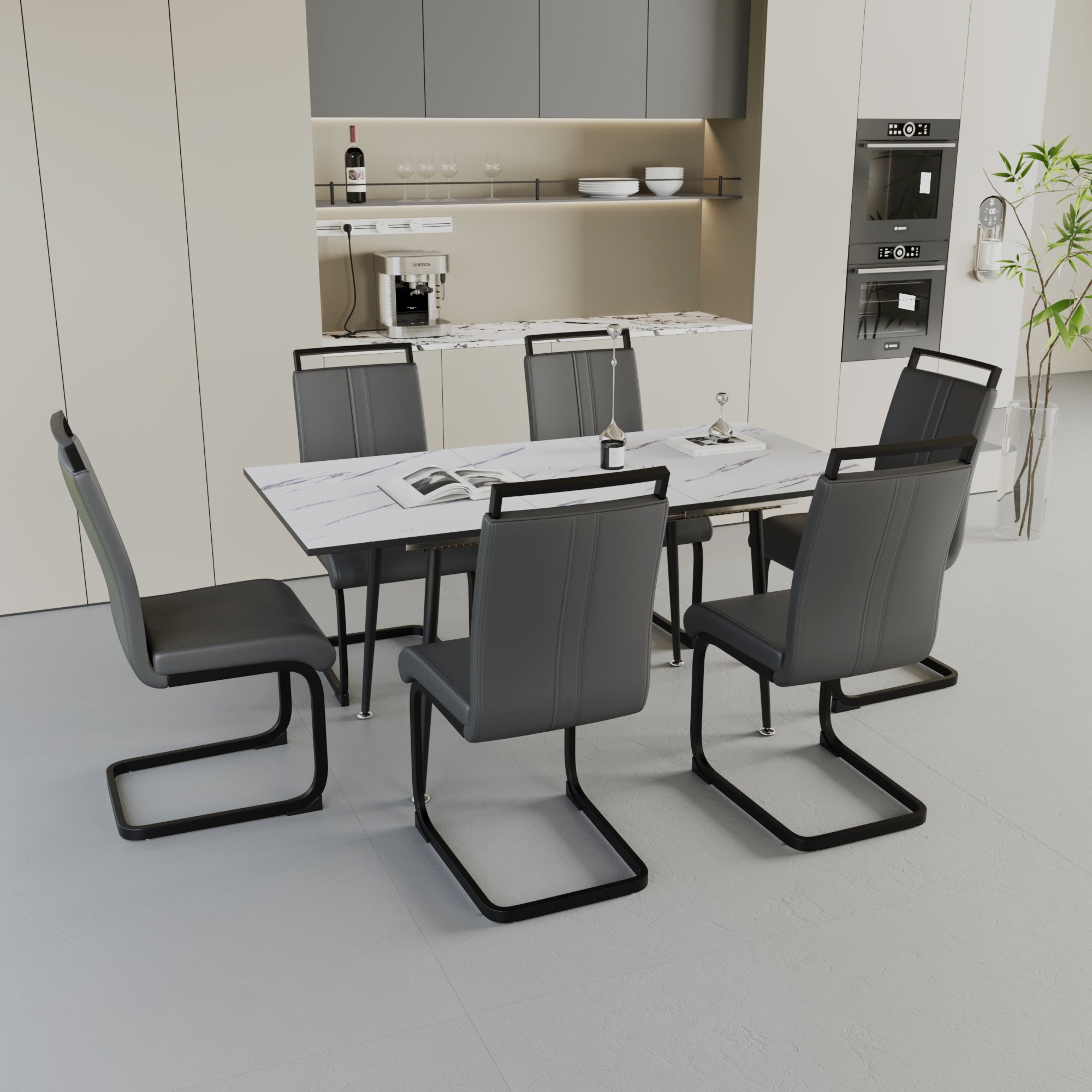 47"-63" Extendable Dining Table Set for 2-6