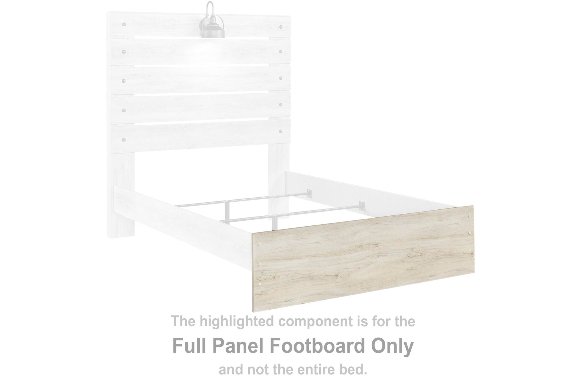 Cambeck full panel footboard in whitewash wood, front view with slatted panel