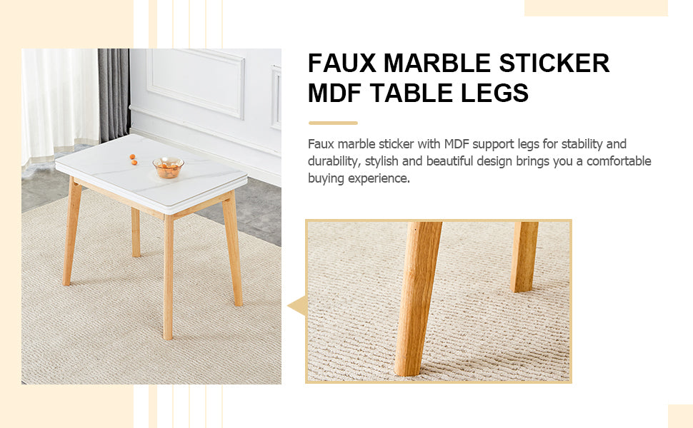 Foldable Sintered Stone Table - Rubber Wood Legs