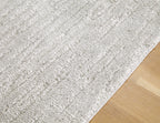 Ivygail Rug, light gray low-pile texture with raised lines and speckled finish