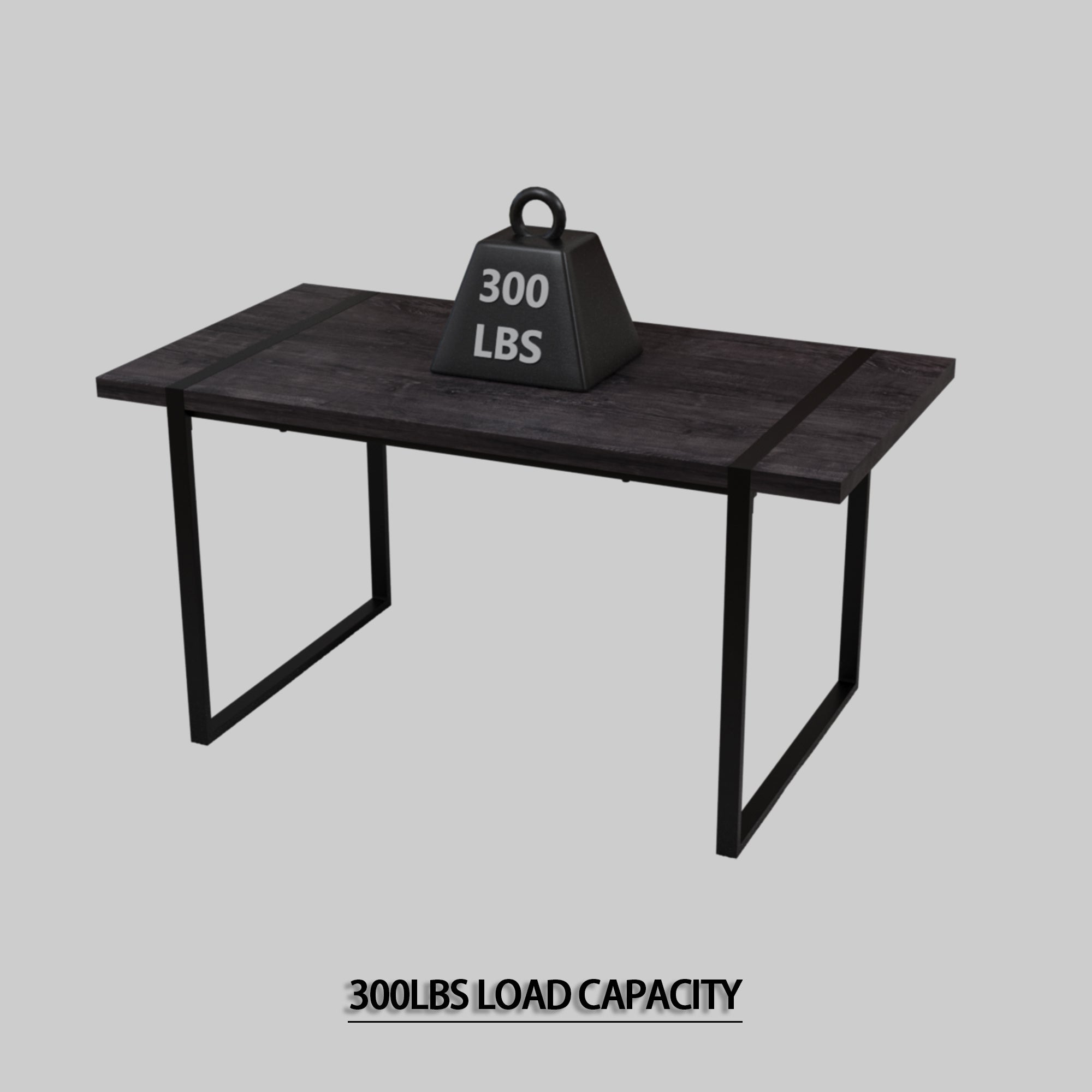 59" Black Dining Table Set - 4 Suede Chairs & Metal Base