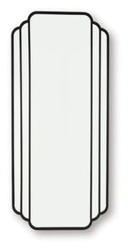 Black framed floor mirror with arched, scalloped edges