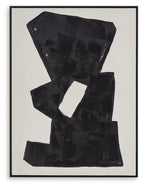 Framed abstract wall art with large black layered angles and central opening
