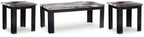 Occasional table set of 3 with dark brown legs and marble-look tabletops