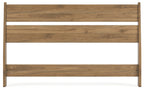 Honey wood full panel headboard with smooth panel and horizontal rails