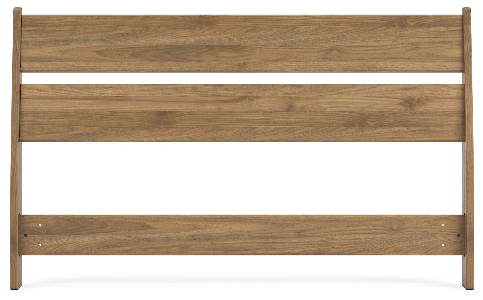 Honey wood full panel headboard with smooth panel and horizontal rails