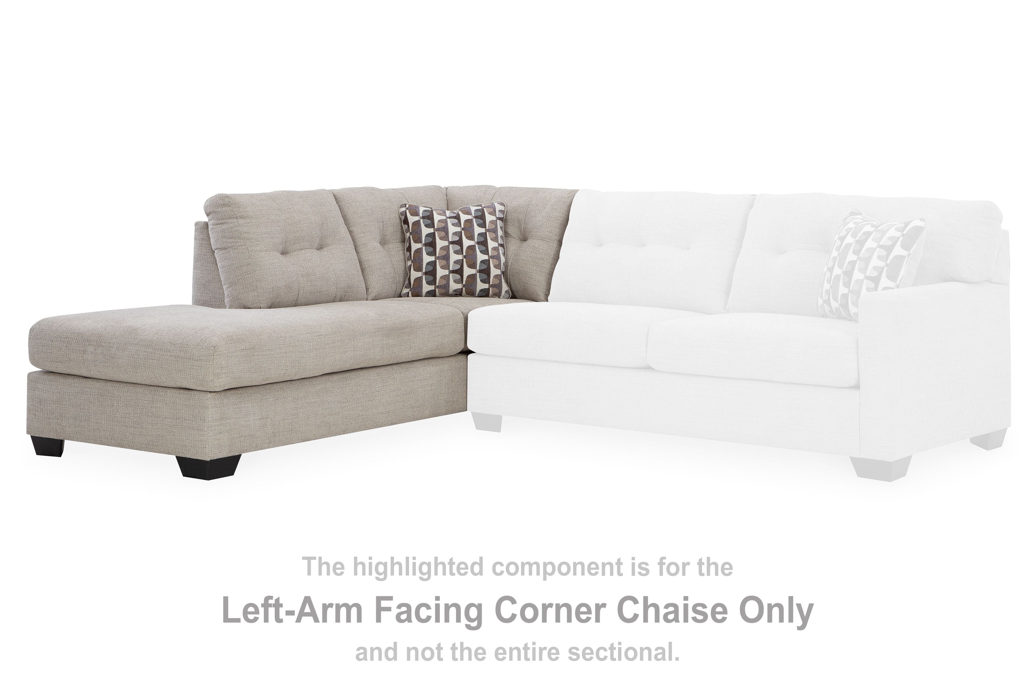 Left-arm facing corner chaise with light gray chaise section and white seating section