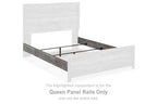 Dark gray queen panel rails highlighted on a bed frame