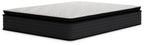 Mattress with white quilted top and dark textured sides, thick profile