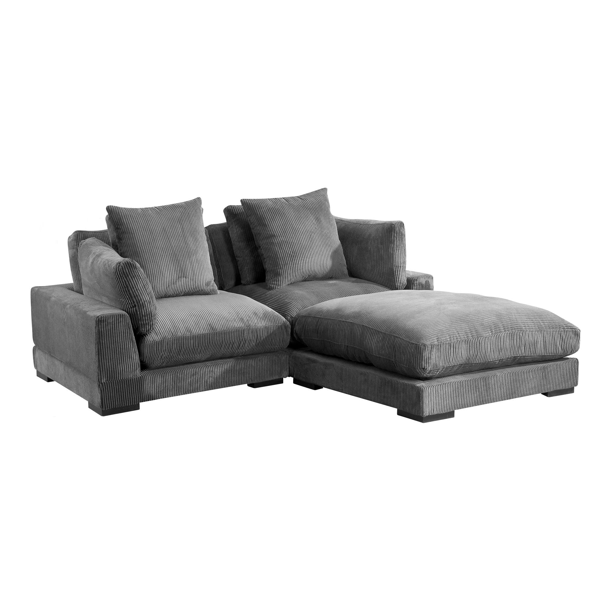 Charcoal Gray Modular Sectional - Corduroy, Tumble-Stationary Sectionals-American Furniture Outlet