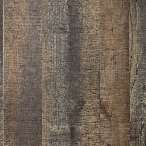 Close-up of brown distressed wood grain texture on the cabinet frame