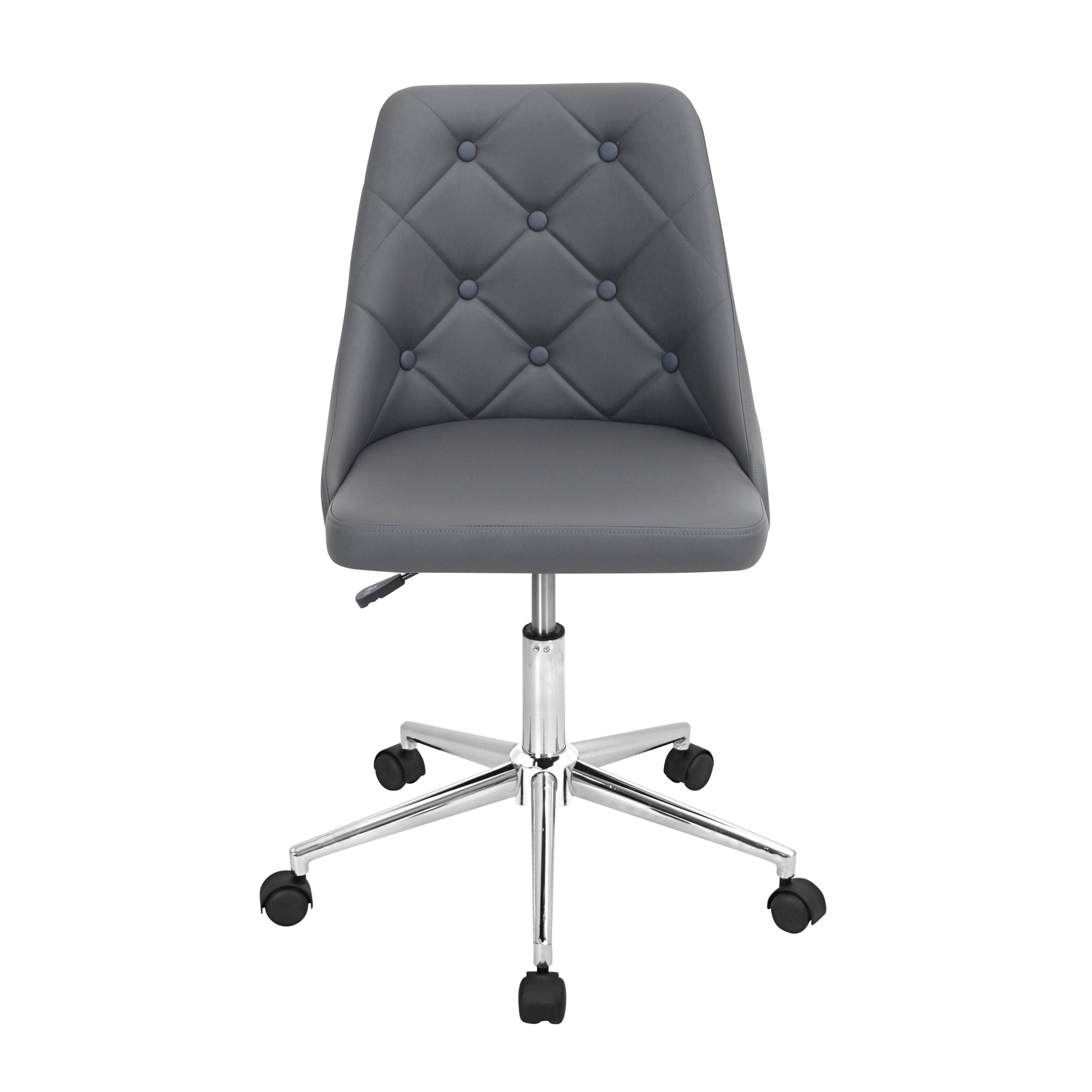 Contemporary Adjustable Swivel Office Chair - Grey Faux Leather