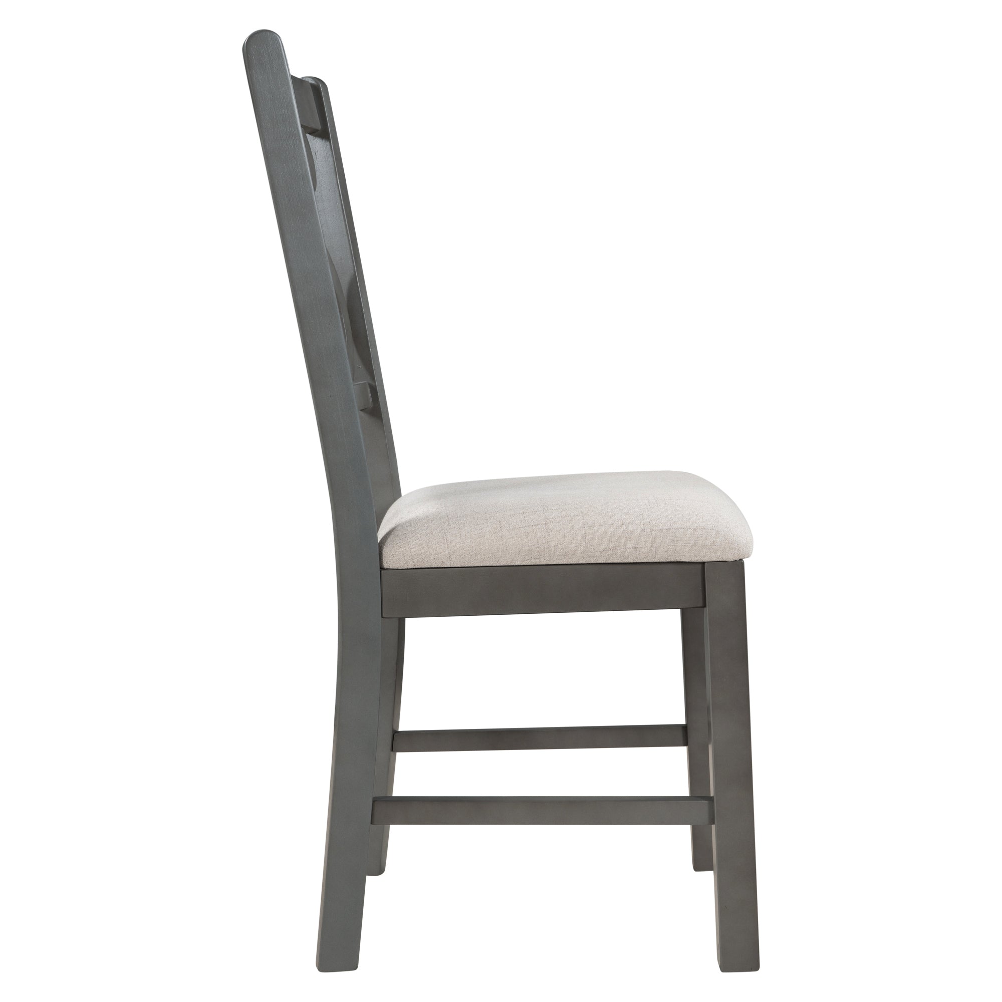 5-Pc Round Dining Set w/ Hollow Back Chairs (Gray)