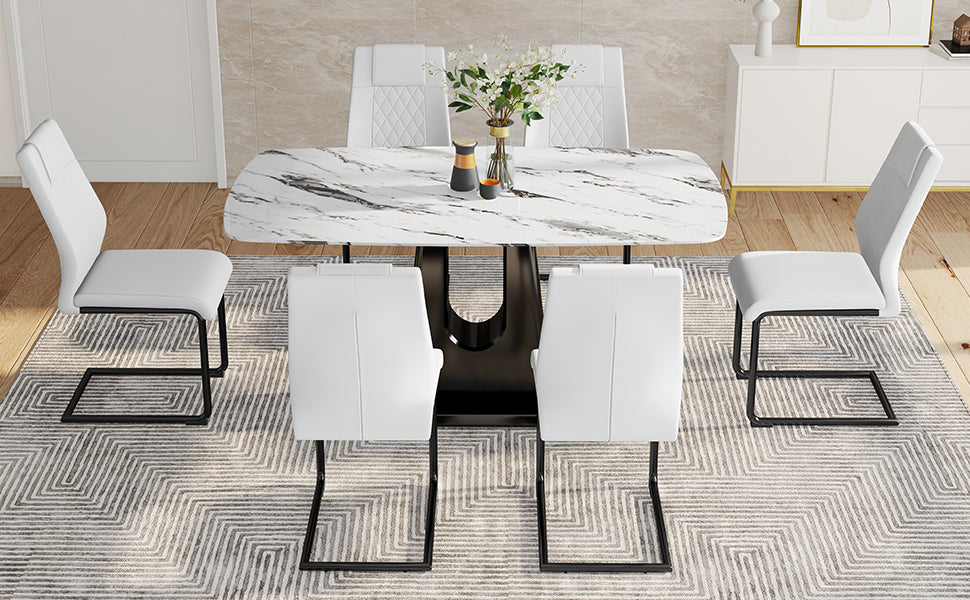 Modern Marble Dining Table & Chairs Set