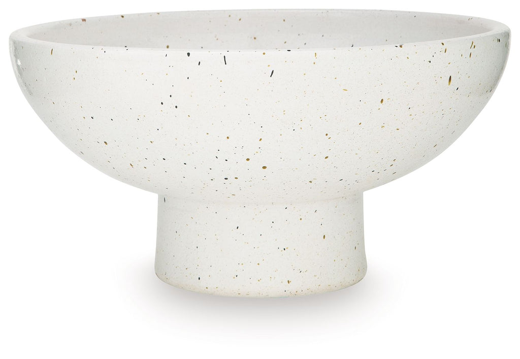 Dallinworth white speckled ceramic bowl with wide flared rim