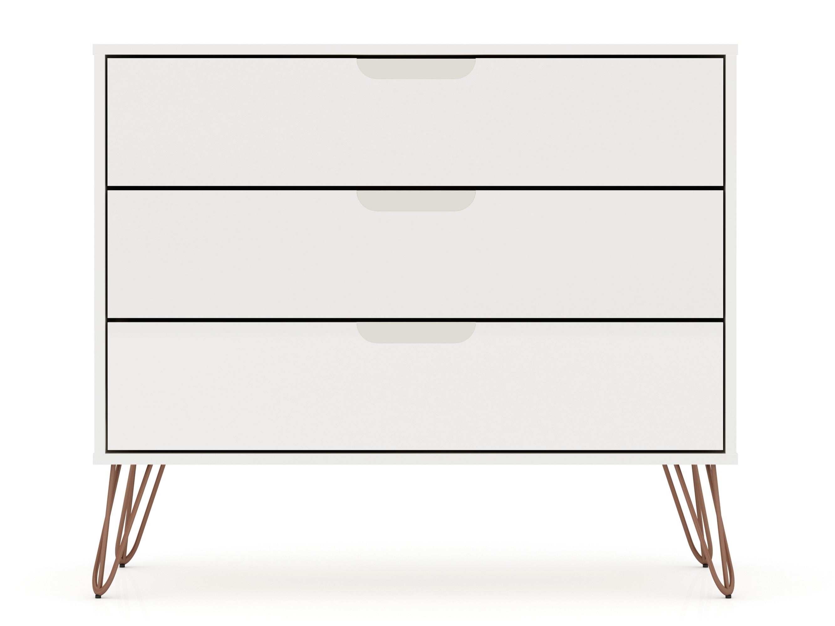 Rockefeller 35" White 3-Drawer Dresser