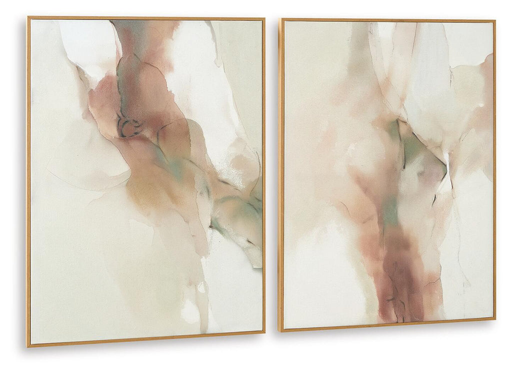 Two framed abstract figure wall art prints with warm beige tones