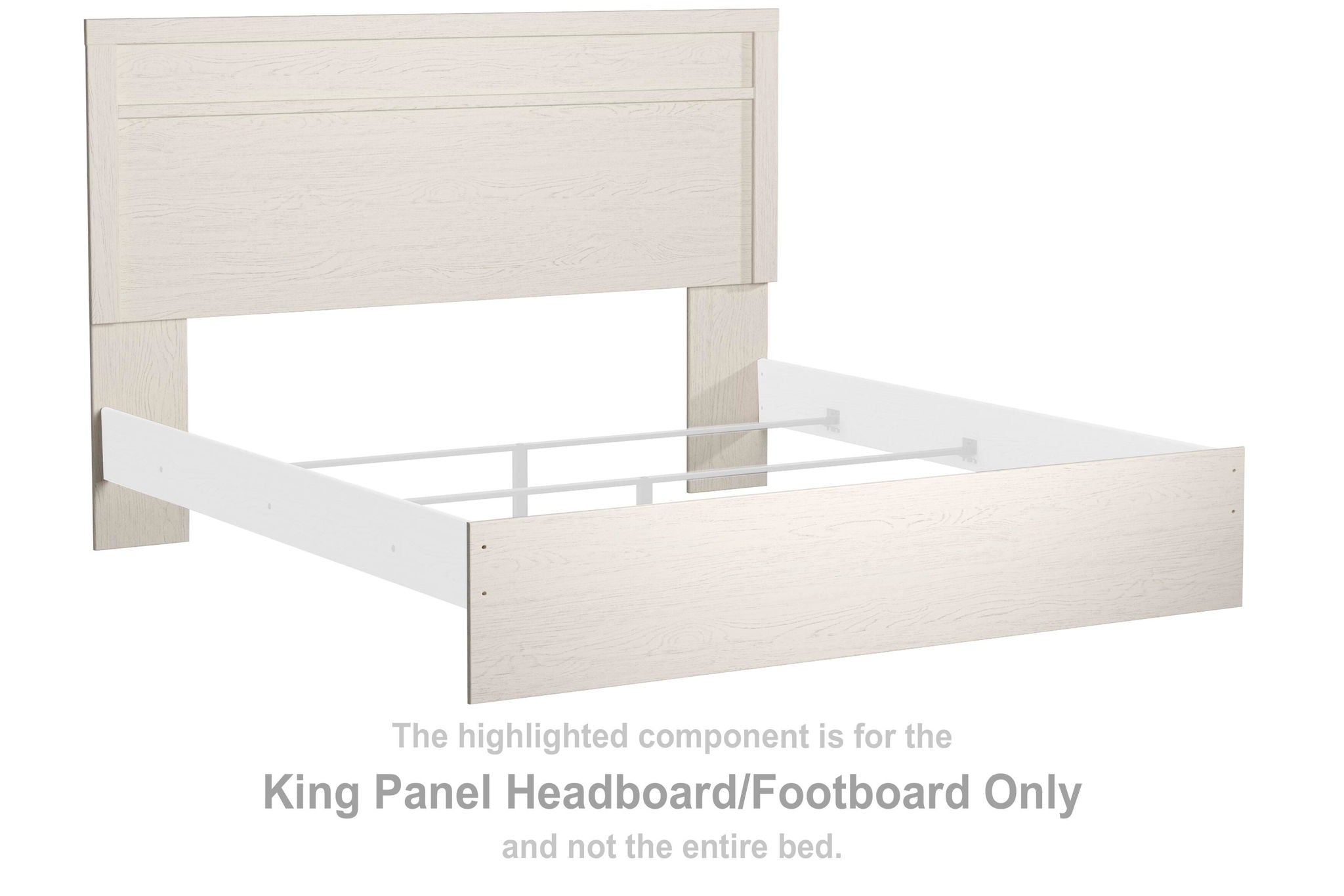 White king panel headboard and footboard, light wood with inset panel design