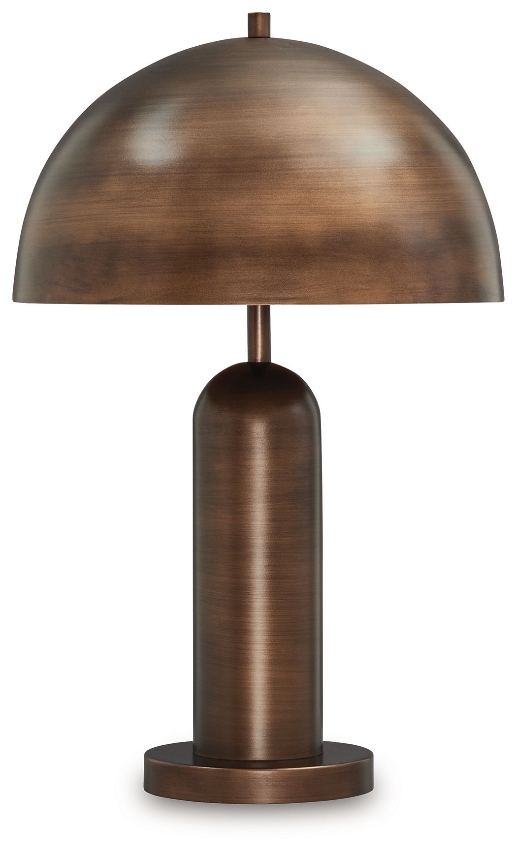 Metal table lamp with dome bronze shade and cylindrical stem