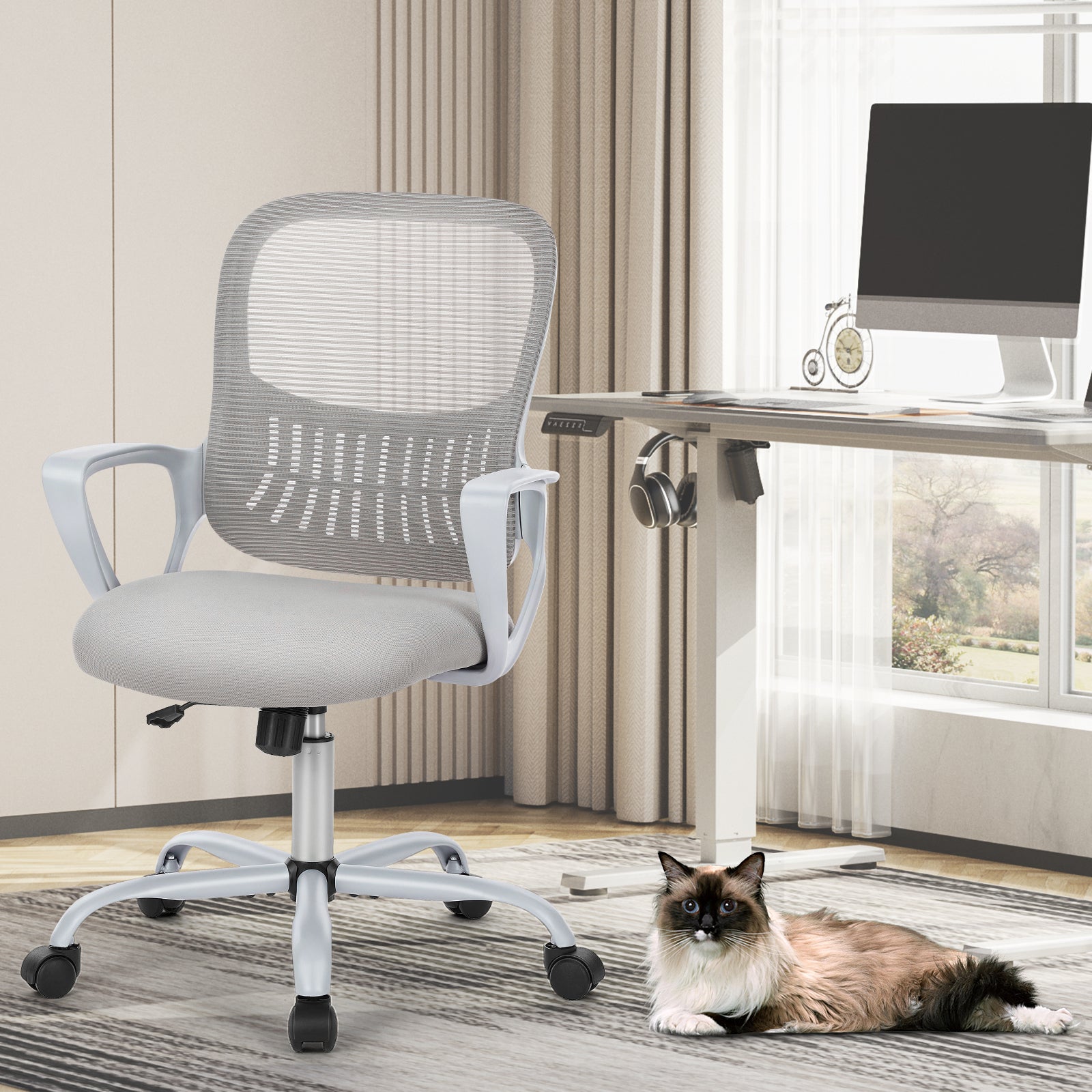 Ergonomic Office Chair Home Desk Mesh Chair with Armrest