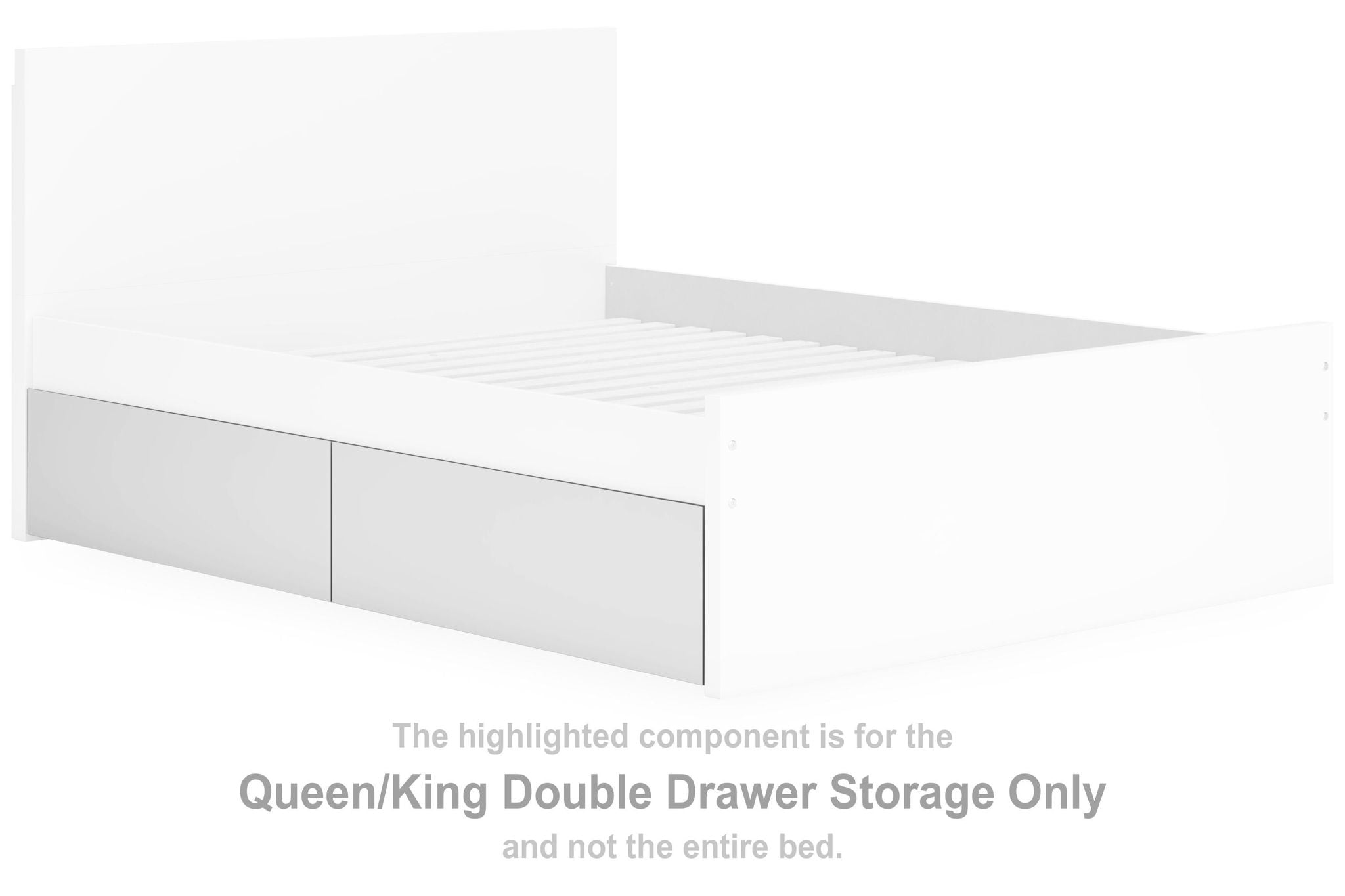 White queen/king double drawer storage bed frame with two drawers