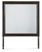 Bedroom mirror with merlot frame and stand legs, rectangular glass
