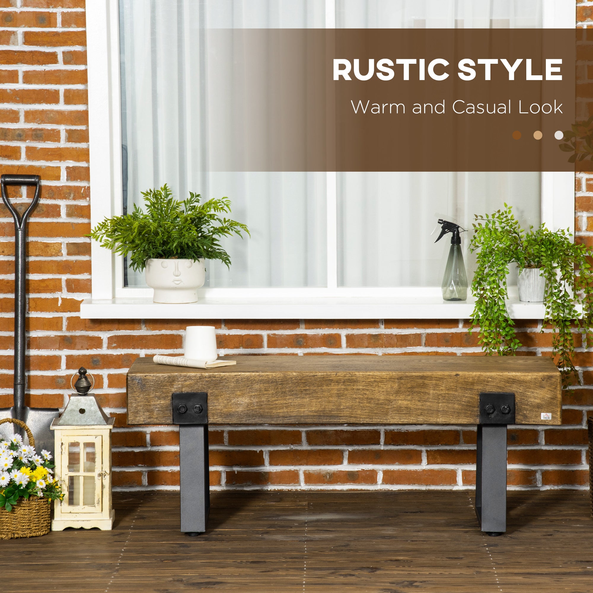 Rustic Garden Bench - Concrete & Metal